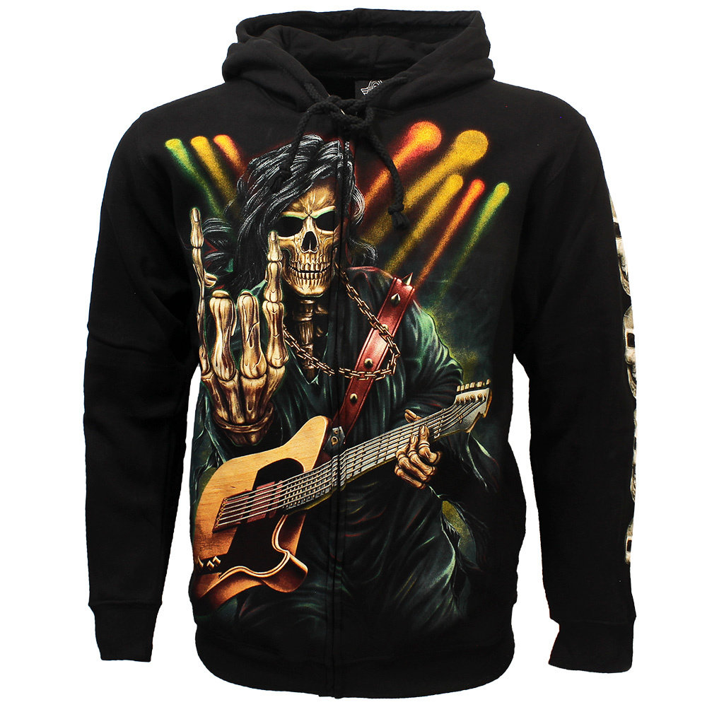 Rock Eagle Glow In The Dark Rock Hand Skeleton Zipper Hoodie Black - Official Merchandise Rock Eagle Glow In The Dark Rock Hand Skeleton Zipper Hoodie Black - Official Merchandise