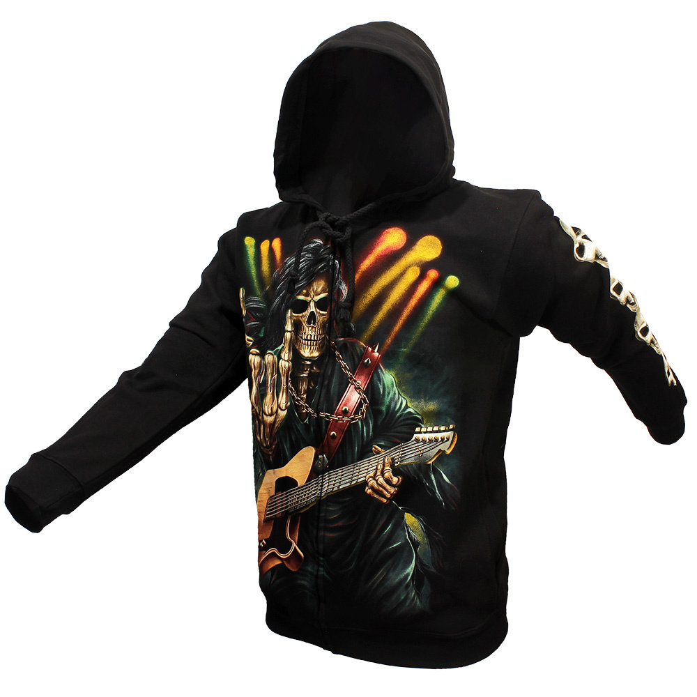 Rock Eagle Glow In The Dark Rock Hand Skeleton Zipper Hoodie Black - Official Merchandise Rock Eagle Glow In The Dark Rock Hand Skeleton Zipper Hoodie Black - Official Merchandise