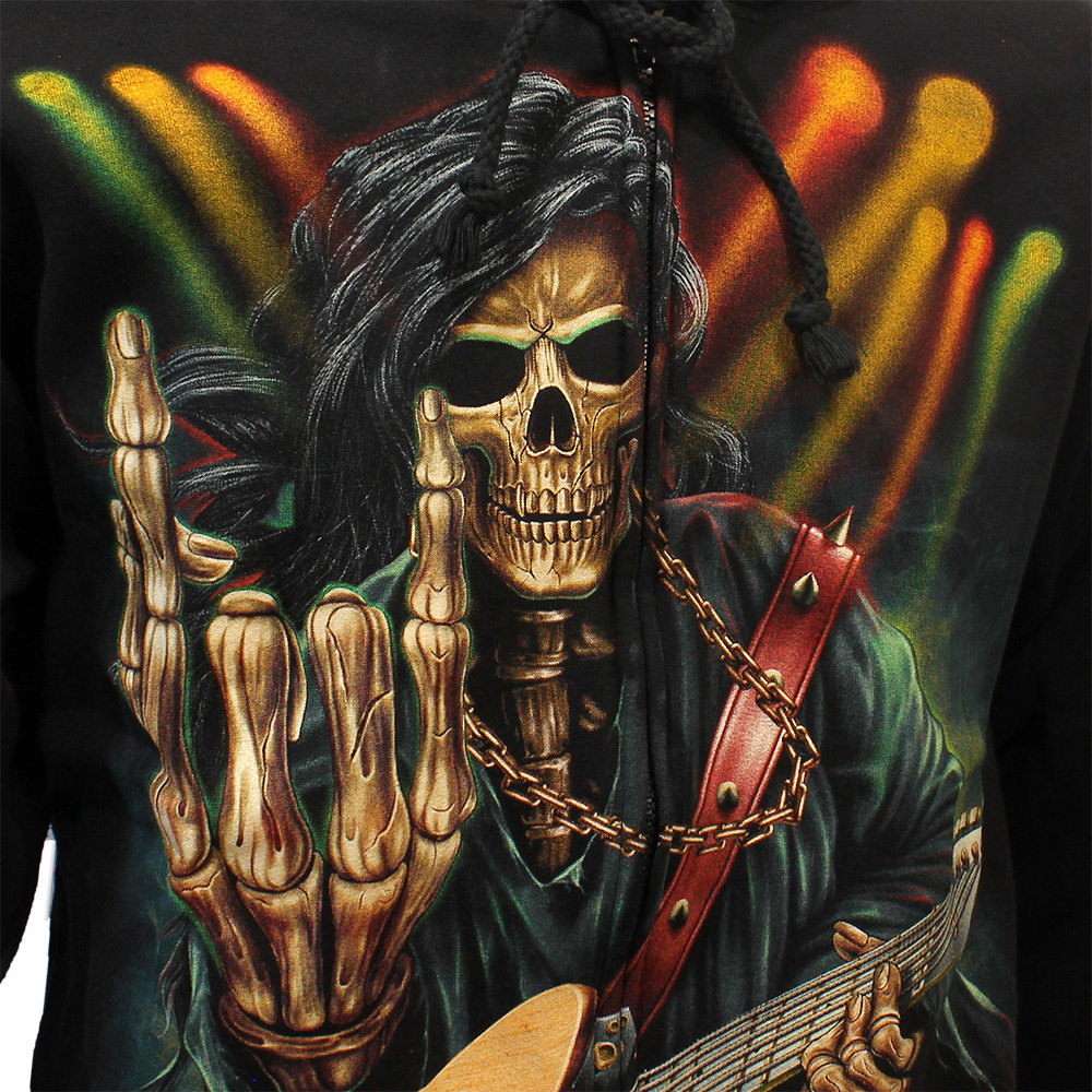 Rock Eagle Glow In The Dark Rock Hand Skeleton Zipper Hoodie Black - Official Merchandise Rock Eagle Glow In The Dark Rock Hand Skeleton Zipper Hoodie Black - Official Merchandise