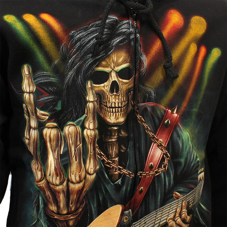 Rock Eagle Glow In The Dark Rock Hand Skeleton Zipper Hoodie Black - Official Merchandise Rock Eagle Glow In The Dark Rock Hand Skeleton Zipper Hoodie Black - Official Merchandise