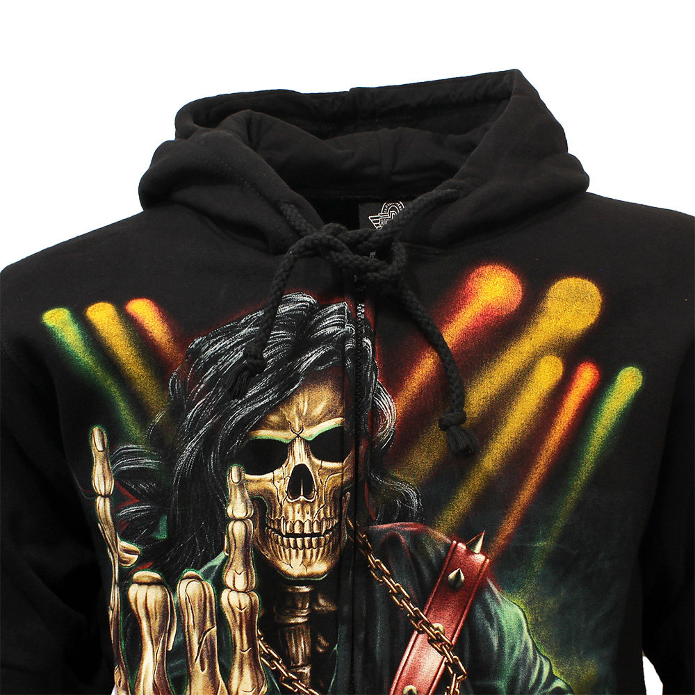 Rock Eagle Glow In The Dark Rock Hand Skeleton Zipper Hoodie Popmerch