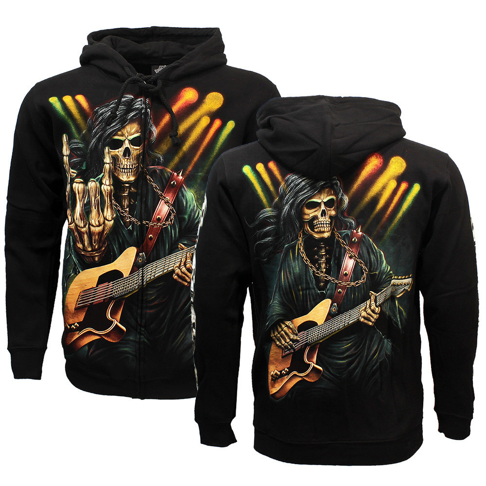 Rock Eagle / Biker T-Shirts Rock Eagle Glow In The Dark Rock Hand Skeleton Hoodie Vest Zwart - Officiële Merchandise Rock Eagle / Biker T-Shirts Rock Eagle Glow In The Dark Rock Hand Skeleton Hoodie Vest Zwart - Officiële Merchandise