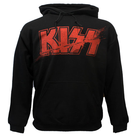 Band Merchandise KISS Slashed Logo Hoodie Pullover Sweater Black - Official Merchandise Band Merchandise KISS Slashed Logo Hoodie Pullover Sweater Black - Official Merchandise