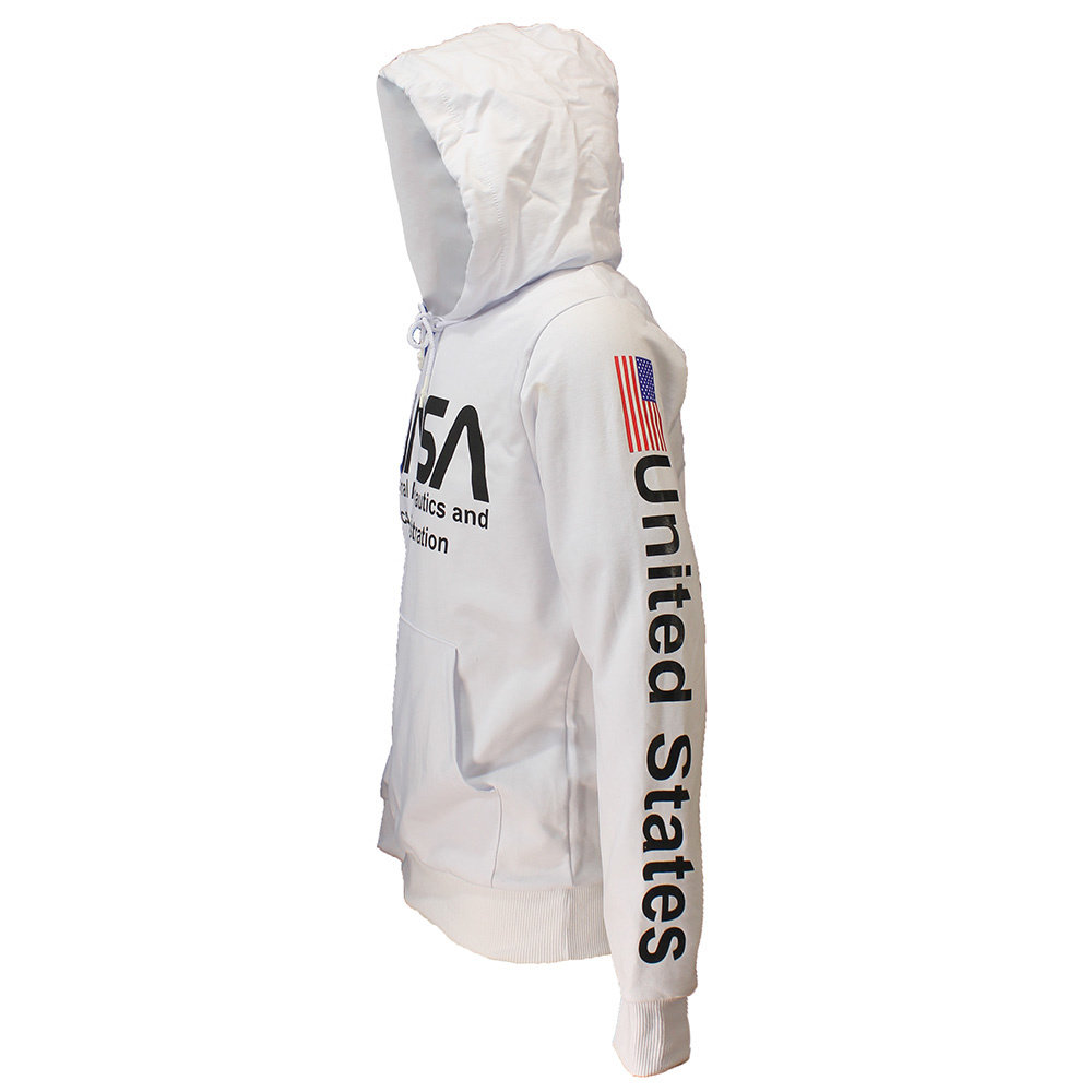 NASA Pullover mit NASA-Logo vorne und am Arm bedruckt, Weiß – Offizielles Merchandise NASA Pullover mit NASA-Logo vorne und am Arm bedruckt, Weiß – Offizielles Merchandise
