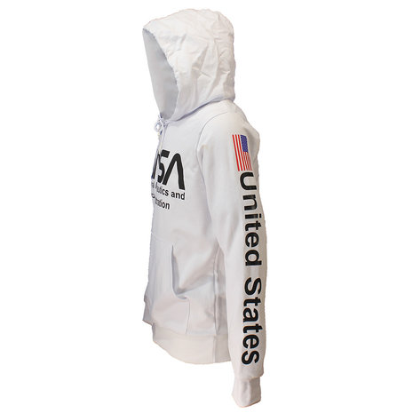 NASA Pullover mit NASA-Logo vorne und am Arm bedruckt, Weiß – Offizielles Merchandise NASA Pullover mit NASA-Logo vorne und am Arm bedruckt, Weiß – Offizielles Merchandise
