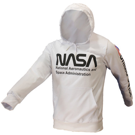 NASA Pullover mit NASA-Logo vorne und am Arm bedruckt, Weiß – Offizielles Merchandise NASA Pullover mit NASA-Logo vorne und am Arm bedruckt, Weiß – Offizielles Merchandise