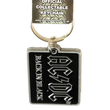 Band Merchandise AC/DC Back In Black Metal Druckguss Relief Logo Schlüsselanhänger Silber/Schwarz – Offizielles Merchandise Band Merchandise AC/DC Back In Black Metal Druckguss Relief Logo Schlüsselanhänger Silber/Schwarz – Offizielles Merchandise