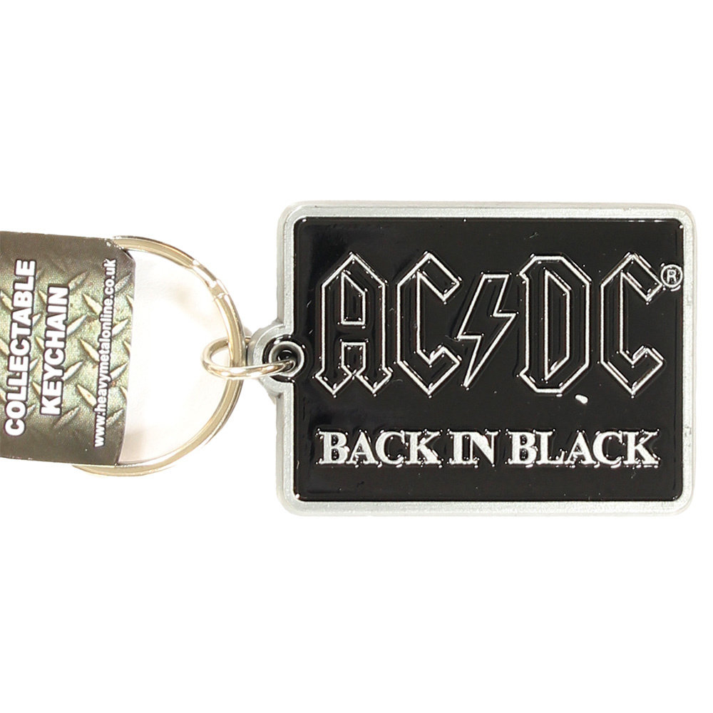 Band Merchandise AC/DC Back In Black Metal Die Cast Relief Logo Keychain Silver/Black - Official Merchandise Band Merchandise AC/DC Back In Black Metal Die Cast Relief Logo Keychain Silver/Black - Official Merchandise