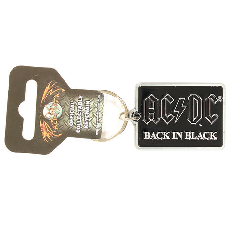 Band Merchandise AC/DC Back In Black Metal Druckguss Relief Logo Schlüsselanhänger Silber/Schwarz – Offizielles Merchandise Band Merchandise AC/DC Back In Black Metal Druckguss Relief Logo Schlüsselanhänger Silber/Schwarz – Offizielles Merchandise