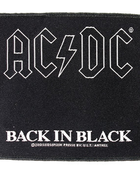 Band Merchandise AC/DC Back In Black Logo Standard Woven Patch Emblem Band Merchandise AC/DC Back In Black Logo Standard Woven Patch Emblem
