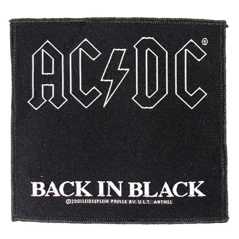 Band Merchandise AC/DC Back In Black Logo Standard Woven Patch Emblem Schwarz/Weiß – Offizielles Merchandise Band Merchandise AC/DC Back In Black Logo Standard Woven Patch Emblem Schwarz/Weiß – Offizielles Merchandise