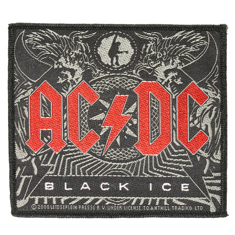 Band Merchandise AC/DC Black Ice Logo Standard Woven Patch Embleem Zwart/Rood - Officiële Merchandise Band Merchandise AC/DC Black Ice Logo Standard Woven Patch Embleem Zwart/Rood - Officiële Merchandise