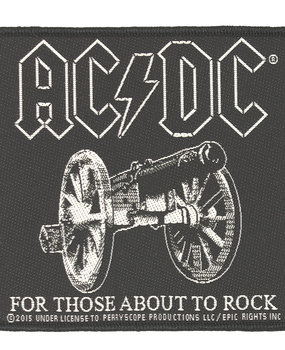 Band Merchandise AC/DC For Those About To Rock Logo Standard Woven Patch Embleem Band Merchandise AC/DC For Those About To Rock Logo Standard Woven Patch Embleem