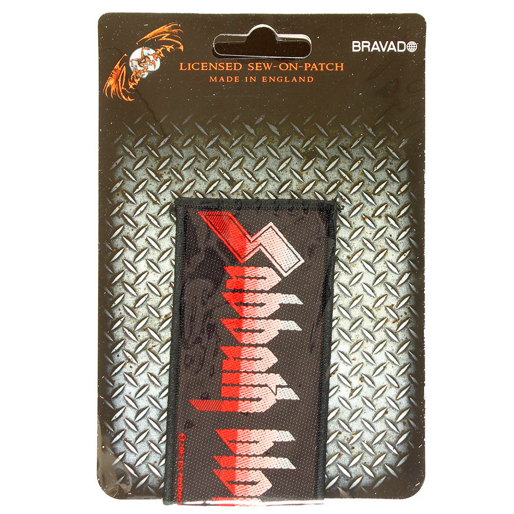 Band Merchandise Black Sabbath Bloody Sabbath Logo Super Strip Woven Patch Embleem Zwart/Rood - Officiële Merchandise Band Merchandise Black Sabbath Bloody Sabbath Logo Super Strip Woven Patch Embleem Zwart/Rood - Officiële Merchandise