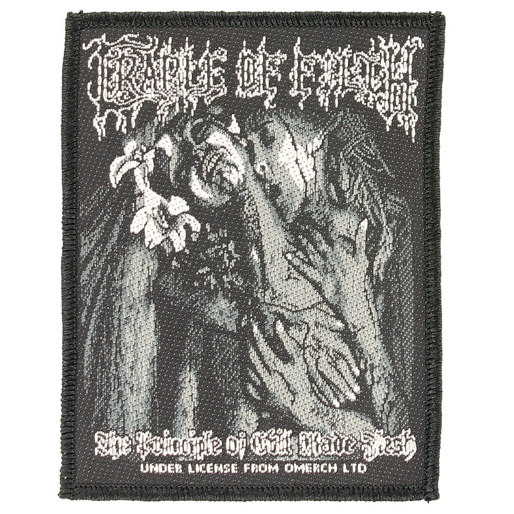Band Merchandise Cradle Of Filth Principle of Evil Made Flesh Logo Standard Woven Patch Embleem Zwart/Wit - Officiële Merchandise Band Merchandise Cradle Of Filth Principle of Evil Made Flesh Logo Standard Woven Patch Embleem Zwart/Wit - Officiële Merchandise