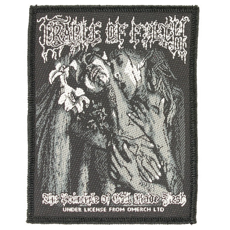 Band Merchandise Cradle Of Filth Principle of Evil Made Flesh Logo Standard Woven Patch Embleem Zwart/Wit - Officiële Merchandise Band Merchandise Cradle Of Filth Principle of Evil Made Flesh Logo Standard Woven Patch Embleem Zwart/Wit - Officiële Merchandise