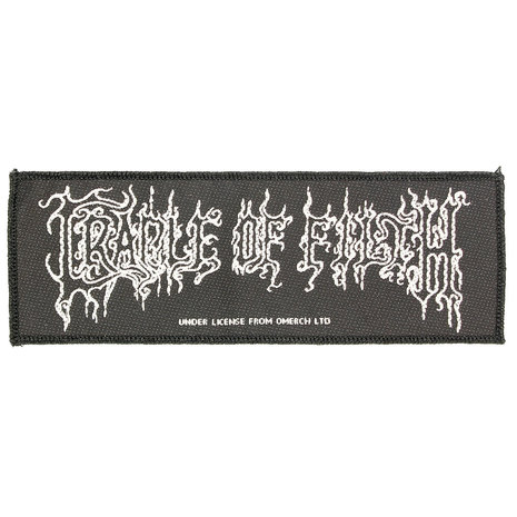 Band Merchandise Cradle Of Filth Classic Logo Standard Woven Patch Embleem Zwart/Wit - Officiële Merchandise Band Merchandise Cradle Of Filth Classic Logo Standard Woven Patch Embleem Zwart/Wit - Officiële Merchandise