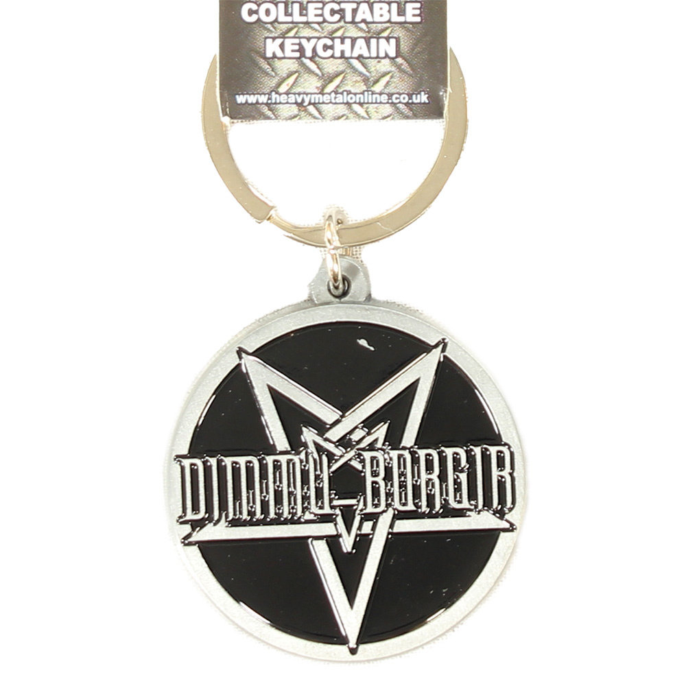 Band Merchandise Dimmu Borgir Schlüsselanhänger mit Pentagramm, Metalldruckguss, Relief-Logo, Silber/Schwarz – offizielles Produkt Band Merchandise Dimmu Borgir Schlüsselanhänger mit Pentagramm, Metalldruckguss, Relief-Logo, Silber/Schwarz – offizielles Produkt