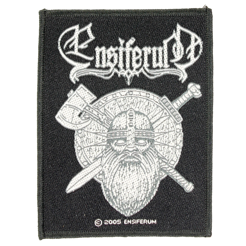 Band Merchandise Ensiferum Sword and Axe Logo Standard Woven Patch Embleem Zwart/Wit - Officiële Merchandise Band Merchandise Ensiferum Sword and Axe Logo Standard Woven Patch Embleem Zwart/Wit - Officiële Merchandise