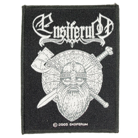 Band Merchandise Ensiferum Sword and Axe Logo Standard Woven Patch Embleem Zwart/Wit - Officiële Merchandise Band Merchandise Ensiferum Sword and Axe Logo Standard Woven Patch Embleem Zwart/Wit - Officiële Merchandise