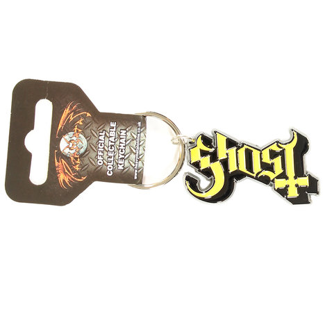 Band Merchandise Ghost Metal Druckguss Relief Logo Schlüsselanhänger Silber/Schwarz/Gelb – Offizielles Merchandise