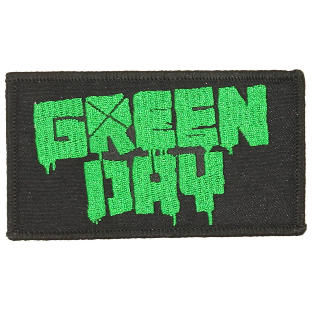 Band Merchandise Green Day Classic Logo Standard Geborduurde Patch Embleem Zwart/Groen - Officiële Merchandise