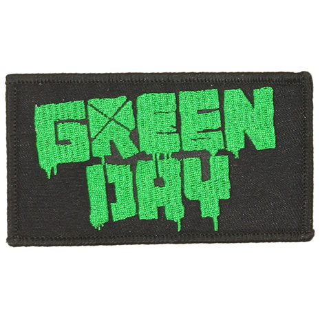 Band Merchandise Green Day Classic Logo Standard Embroidered Patch Emblem Black/Green - Official Merchandise
