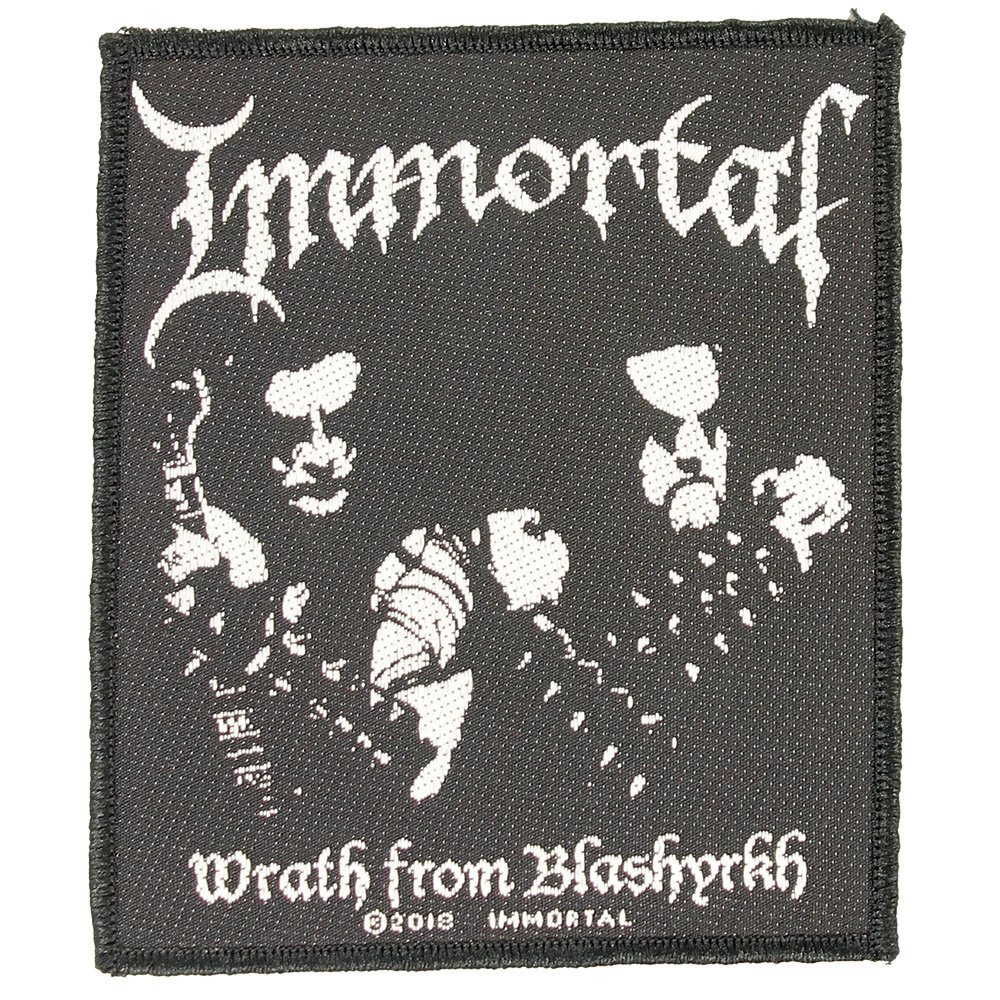 Band Merchandise Immortal Patch Wrath of Blashyrkh Logo Standard Woven Patch Embleem Zwart/Wit - Officiële Merchandise Band Merchandise Immortal Patch Wrath of Blashyrkh Logo Standard Woven Patch Embleem Zwart/Wit - Officiële Merchandise