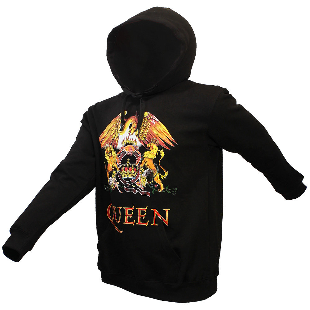Band Merchandise Queen Classic Crest Logo Hoodie Sweater Trui Zwart - Officiële Merchandise Band Merchandise Queen Classic Crest Logo Hoodie Sweater Trui Zwart - Officiële Merchandise