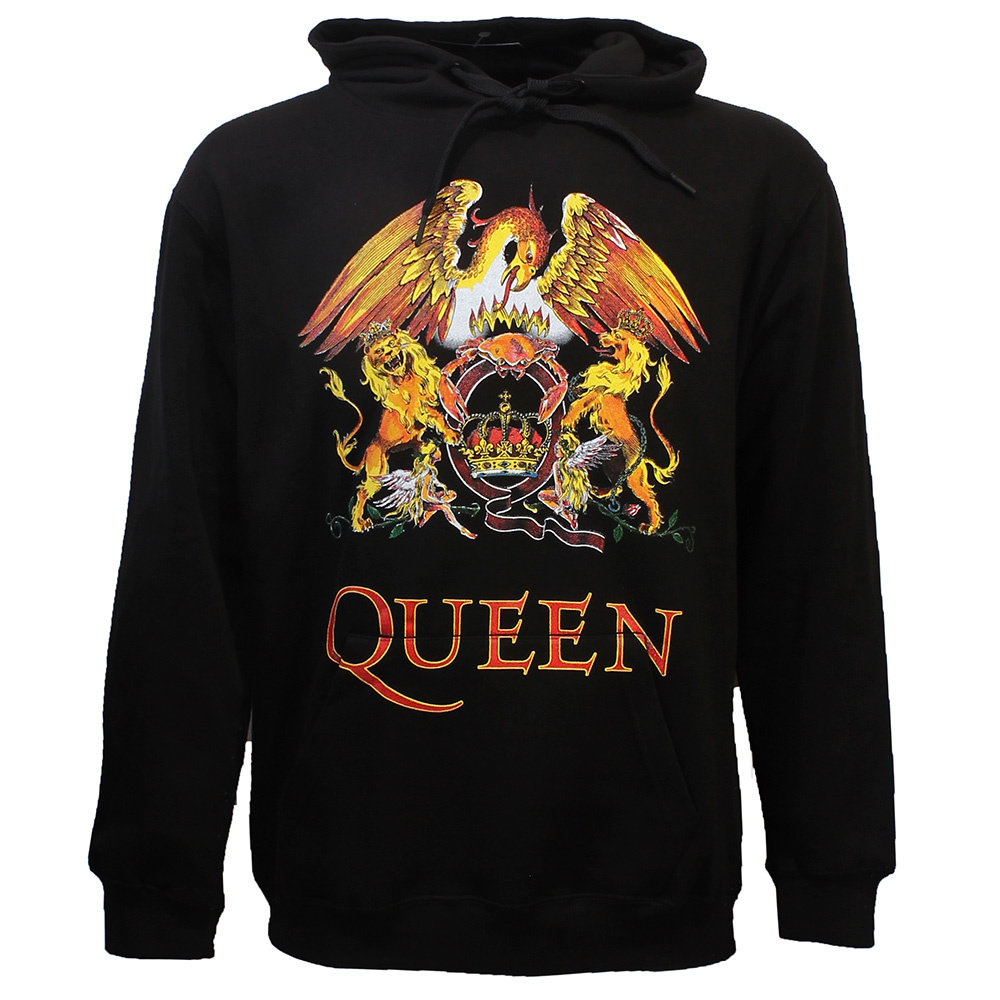 Band Merchandise Queen Classic Crest Logo Hoodie Sweater Trui Zwart - Officiële Merchandise Band Merchandise Queen Classic Crest Logo Hoodie Sweater Trui Zwart - Officiële Merchandise