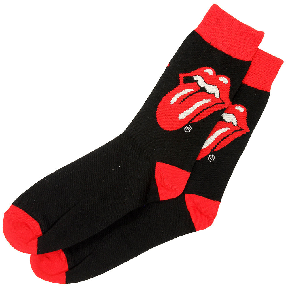 Band Merchandise The Rolling Stones Tongue and Lips Logo Sokken Zwart/Rood - Official Merchandise