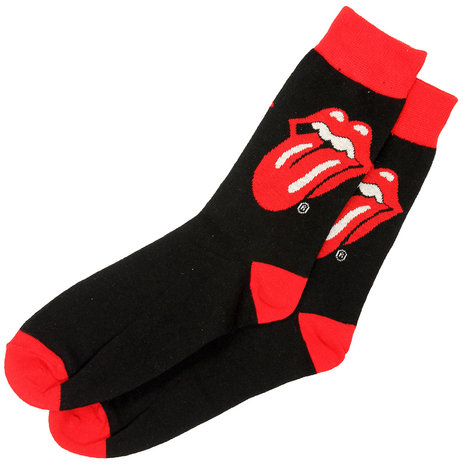 Band Merchandise The Rolling Stones Tongue and Lips Logo Sokken Zwart/Rood - Official Merchandise