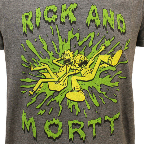 Rick and Morty Rick and Morty Slime Splatter T-Shirt Grey/Green - Official Merchandise Rick and Morty Rick and Morty Slime Splatter T-Shirt Grey/Green - Official Merchandise
