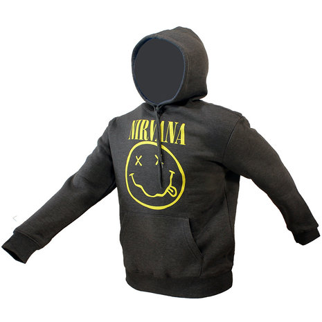Band Merchandise Nirvana Classic Smiley Logo Hoodie Sweater Trui Antraciet Grijs - Officiële Merchandise Band Merchandise Nirvana Classic Smiley Logo Hoodie Sweater Trui Antraciet Grijs - Officiële Merchandise