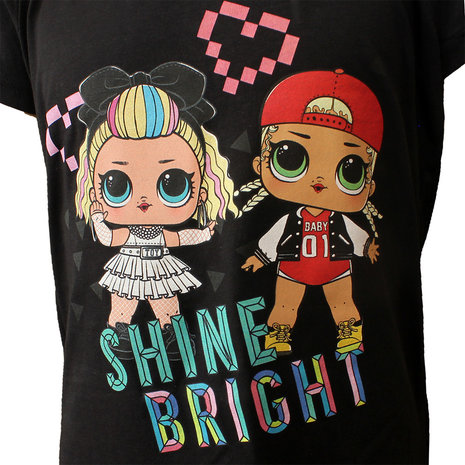 L.O.L. Shine Bright Kids T-Shirt  Zwart - Officiële Merchandise L.O.L. Shine Bright Kids T-Shirt  Zwart - Officiële Merchandise