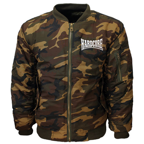Hardcore Hardcore Camouflage Geborduurd Logo Bomberjack Jas - Hoge Kwaliteit Hardcore Hardcore Camouflage Geborduurd Logo Bomberjack Jas - Hoge Kwaliteit