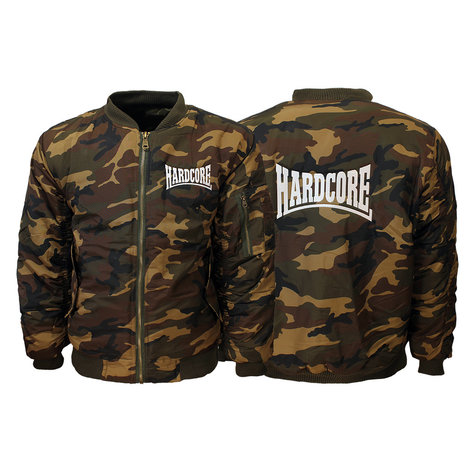 Hardcore Hardcore Camouflage Geborduurd Logo Bomberjack Jas - Hoge Kwaliteit Hardcore Hardcore Camouflage Geborduurd Logo Bomberjack Jas - Hoge Kwaliteit