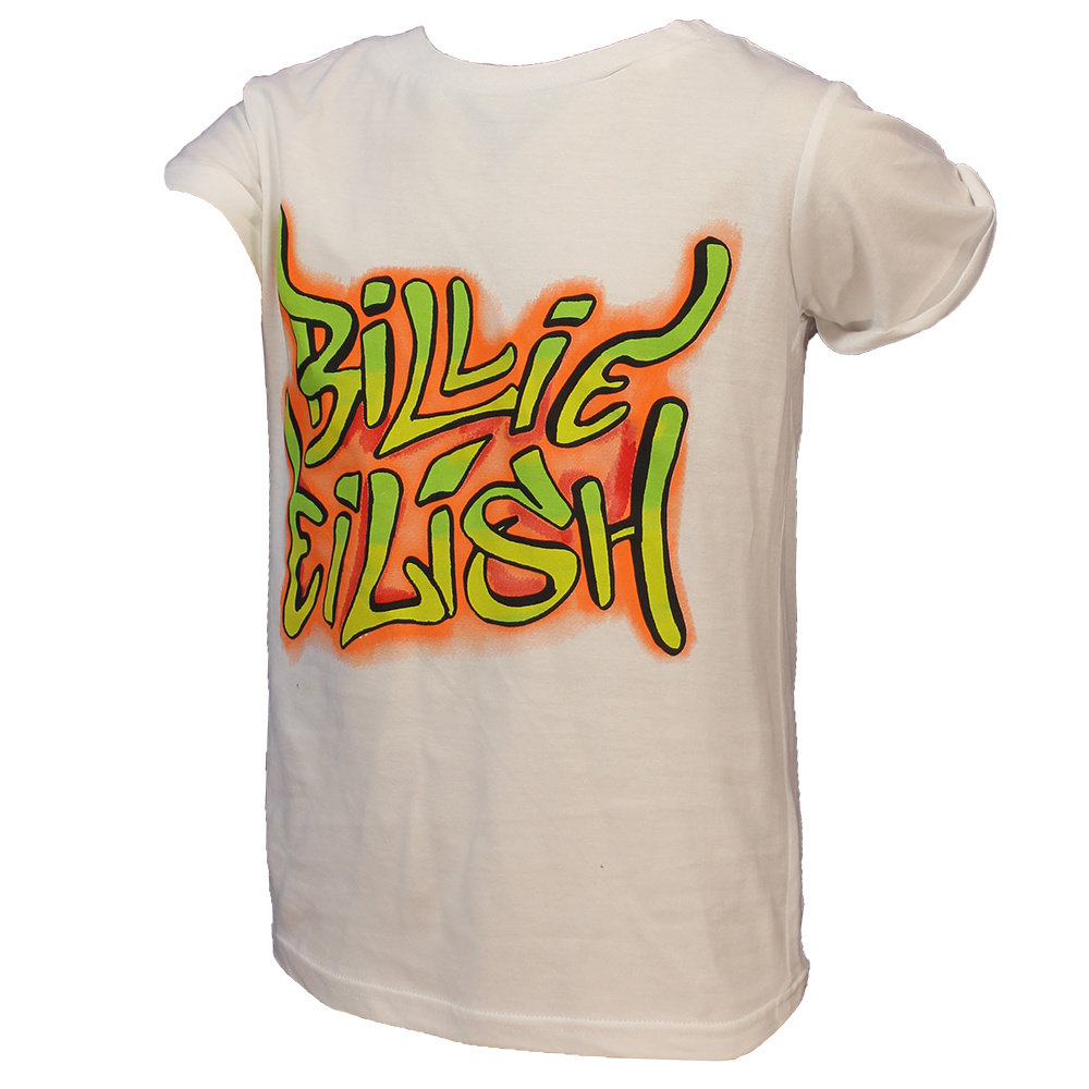 Band Merchandise Billie Eilish Graffiti Logo Kids T-Shirt White/Green/Orange - Official Merchandise Band Merchandise Billie Eilish Graffiti Logo Kids T-Shirt White/Green/Orange - Official Merchandise
