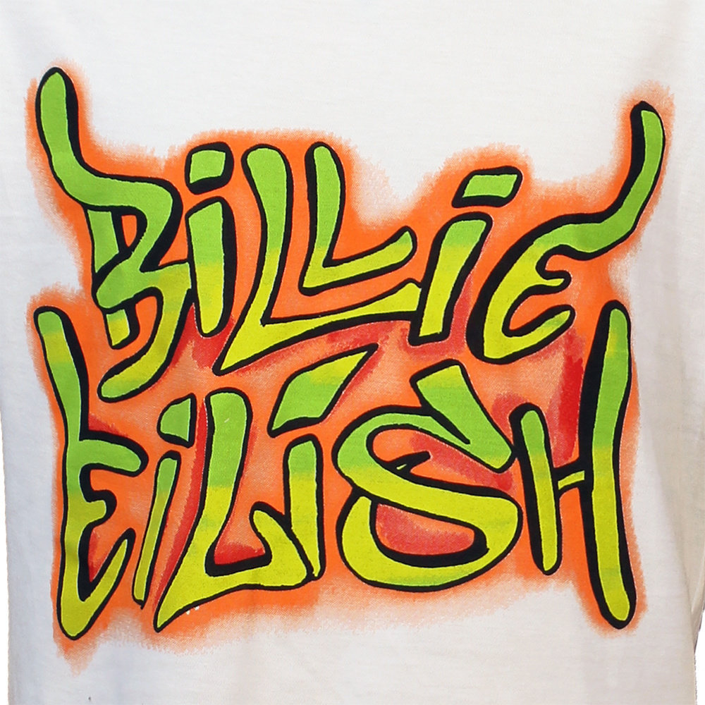 Band Merchandise Billie Eilish Graffiti Logo Kinder T-Shirt Weiß/Grün/Orange – Offizielles Merchandise Band Merchandise Billie Eilish Graffiti Logo Kinder T-Shirt Weiß/Grün/Orange – Offizielles Merchandise