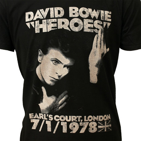 Band Merchandise David Bowie Heroes Earls Court T-Shirt - Officiële Merchandise Band Merchandise David Bowie Heroes Earls Court T-Shirt - Officiële Merchandise