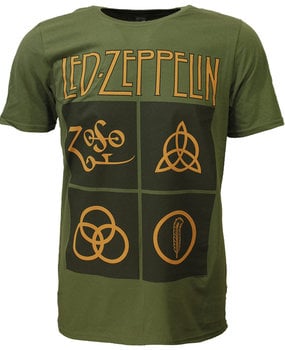 Band Merchandise Led Zeppelin T-Shirt mit goldenen Symbolen Band Merchandise Led Zeppelin T-Shirt mit goldenen Symbolen