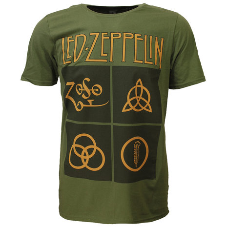 Band Merchandise Led Zeppelin Golden Symbols T-Shirt - Official Merchandise Band Merchandise Led Zeppelin Golden Symbols T-Shirt - Official Merchandise
