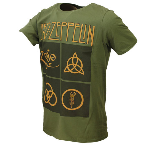 Band Merchandise Led Zeppelin Golden Symbols T-Shirt - Official Merchandise Band Merchandise Led Zeppelin Golden Symbols T-Shirt - Official Merchandise