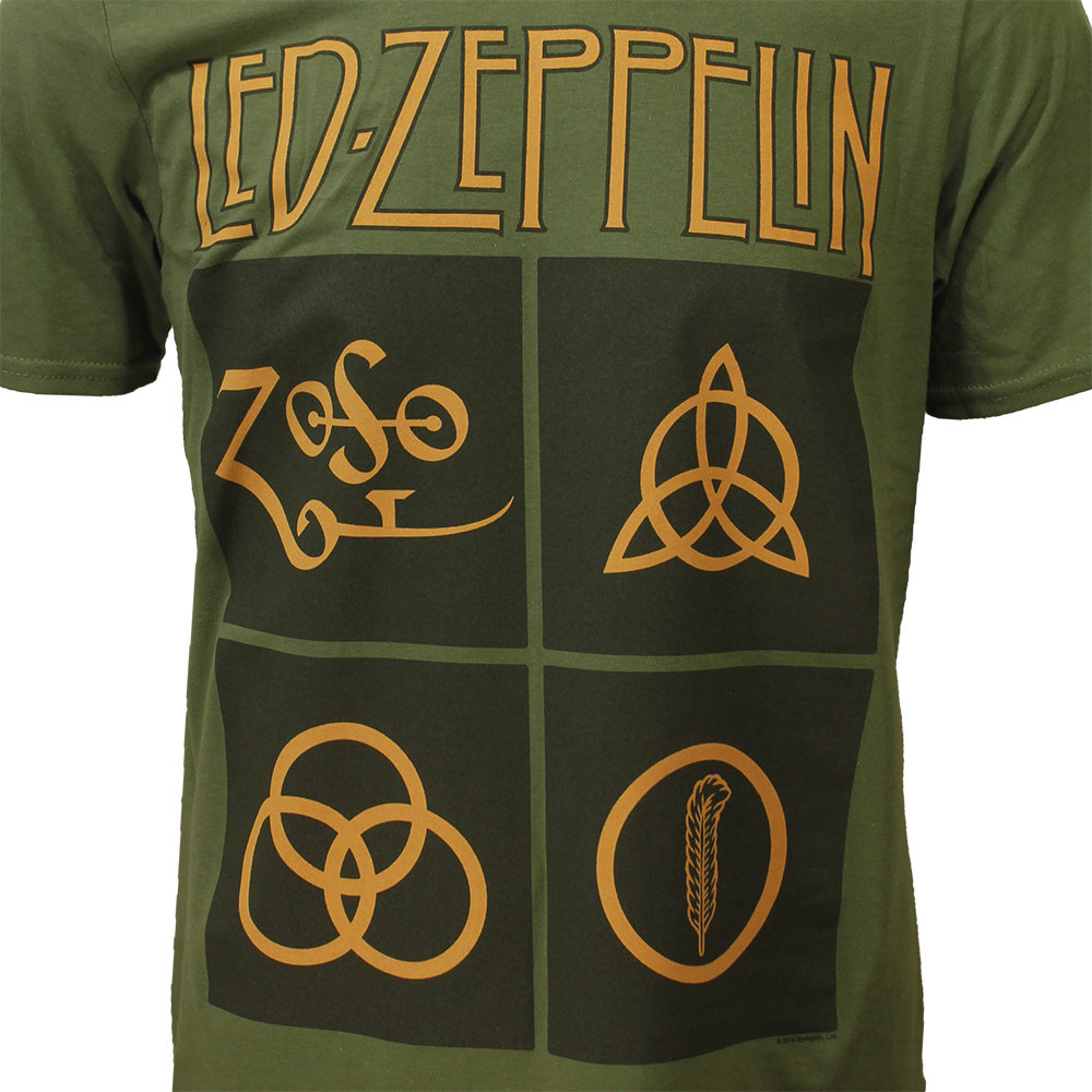 Band Merchandise Led Zeppelin Golden Symbols T-Shirt - Official Merchandise Band Merchandise Led Zeppelin Golden Symbols T-Shirt - Official Merchandise