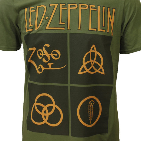 Band Merchandise Led Zeppelin Golden Symbols T-Shirt - Official Merchandise Band Merchandise Led Zeppelin Golden Symbols T-Shirt - Official Merchandise