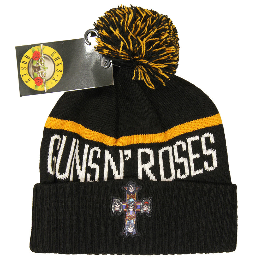 Band Merchandise Guns N' Roses Bobble Beanie Hat - Official Merchandise Band Merchandise Guns N' Roses Bobble Beanie Hat - Official Merchandise
