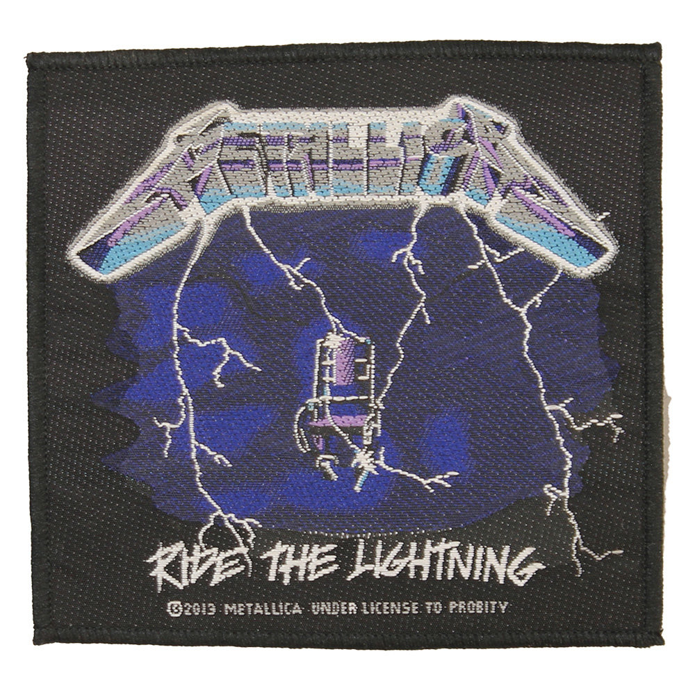 Metallica Ride The Lightning Logo Standard Woven Patch Black/Blue -  