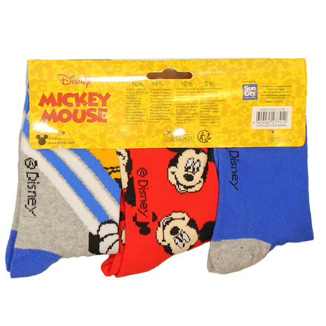 Mickey Mouse Mickey Mouse Kids 3 Paar Sokken Set Blauw / Rood / Grijs Mickey Mouse Mickey Mouse Kids 3 Paar Sokken Set Blauw / Rood / Grijs