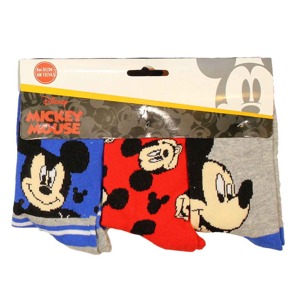 Mickey Mouse Mickey Mouse Kids 3 Pair Socks Set Blue / Red / Gray Mickey Mouse Mickey Mouse Kids 3 Pair Socks Set Blue / Red / Gray