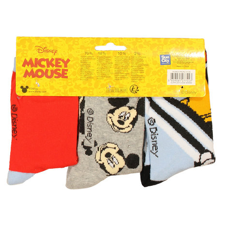 Mickey Mouse Mickey Mouse Kids 3 Paar Sokken Set Blauw/Grijs/Rood Mickey Mouse Mickey Mouse Kids 3 Paar Sokken Set Blauw/Grijs/Rood